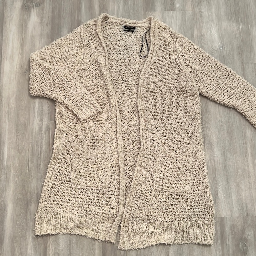cream long knit cardigan
